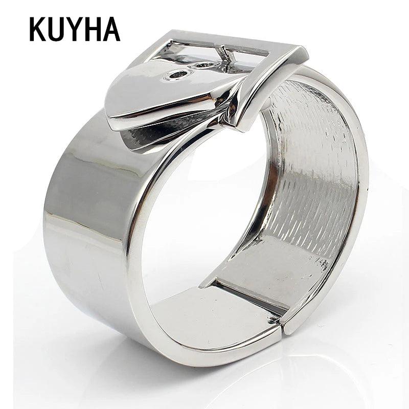 Wide Cuff Bracelets for Women, High Polished Charm Bangle