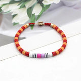 DIY Rainbow Enamel Bead Painting Bracelet Hand Woven Boho Charm Cuff Jewelry