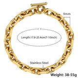 Mens Stainless Steel Cable Link Bracelet 9mm 20cm