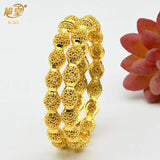 2Pcs African Plated Bangles For Women Dubai Bridal Wedding Party Bracelet