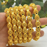 2Pcs African Plated Bangles For Women Dubai Bridal Wedding Party Bracelet
