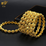2Pcs African Plated Bangles For Women Dubai Bridal Wedding Party Bracelet