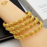 2Pcs African Plated Bangles For Women Dubai Bridal Wedding Party Bracelet