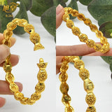 2Pcs African Plated Bangles For Women Dubai Bridal Wedding Party Bracelet