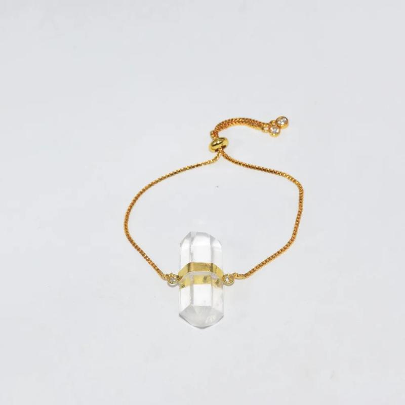 Natural Quartz Couple Bracelets Chain Stone Charm Bracelet