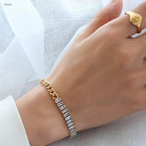 Diamo Crystal Tennis Bracelet Bangles Stainless Steel Chain Bracelets