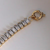 Diamo Crystal Tennis Bracelet Bangles Stainless Steel Chain Bracelets