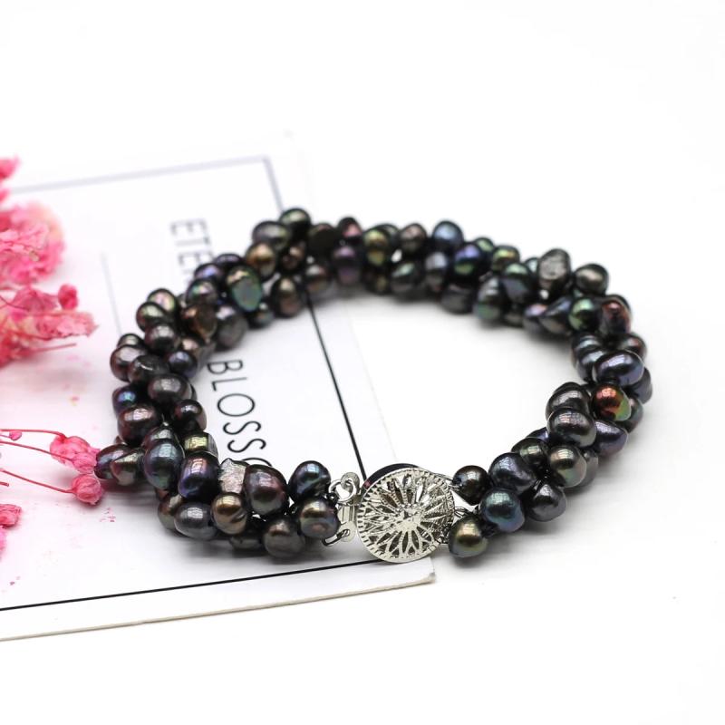 Irregular Freshwater Pearl Beaded 3 Layer Bracelet