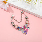 Snake Bone Pansy Flower Butterfly Pendant Bracelet