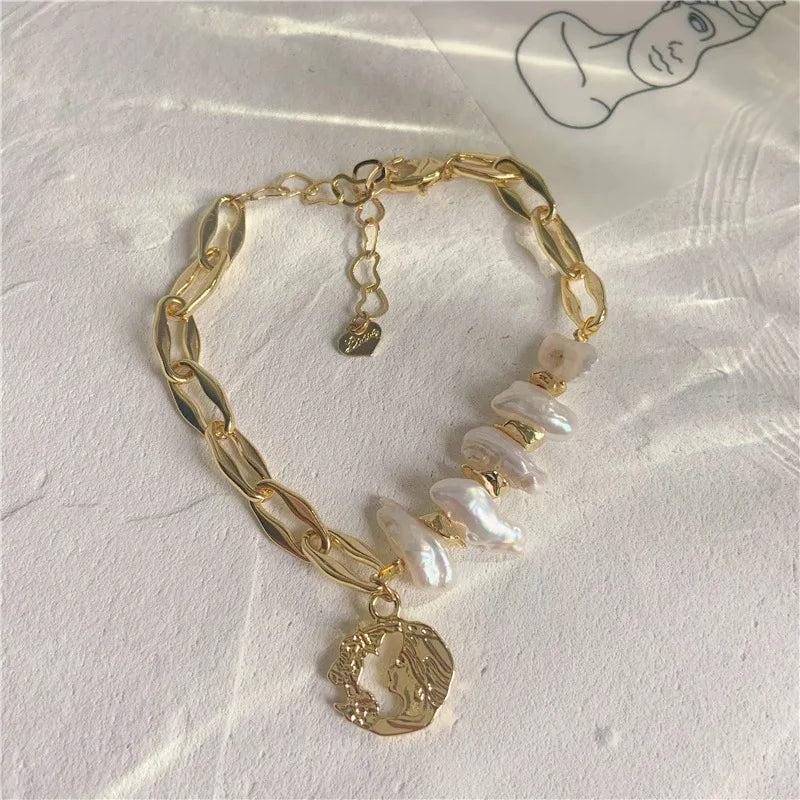 Vintage Pearl Bracelets for Women Charm Chain Boho Jewelry