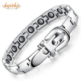 Unisex 14 Magnet Stainless Steel Therapy Bracelet Power Bangle