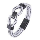Vintage Leather Charm Bracelet Stainless Steel Bangle