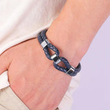 Vintage Leather Charm Bracelet Stainless Steel Bangle