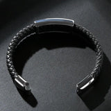 Men Braided Leather Bracelet Stainless Steel Clasp Punk Jewelry Wristband