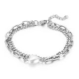 Women Men Silver Bead Chain Bracelet Jewelry