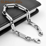 6mm Stainless Steel Bracelet Geometric Box Link Chain Silver Plated SC199