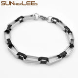 6mm Stainless Steel Bracelet Geometric Box Link Chain Silver Plated SC199