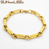 6mm Stainless Steel Bracelet Geometric Box Link Chain Silver Plated SC199