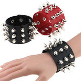 Goth Punk Spike Rivet Bracelet Cosplay Exaggerated Three Row Leather