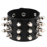 Goth Punk Spike Rivet Bracelet Cosplay Exaggerated Three Row Leather