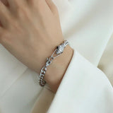 European American Couple Snake Head Bracelet Zircon Green Eyes Hip Hop Punk