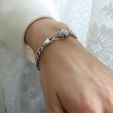 European American Couple Snake Head Bracelet Zircon Green Eyes Hip Hop Punk
