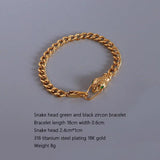 European American Couple Snake Head Bracelet Zircon Green Eyes Hip Hop Punk