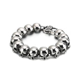Punk Metal Heavy Skull Charm Bracelet Men Stainless Steel Gift