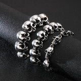 Punk Metal Heavy Skull Charm Bracelet Men Stainless Steel Gift