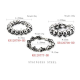 Punk Metal Heavy Skull Charm Bracelet Men Stainless Steel Gift