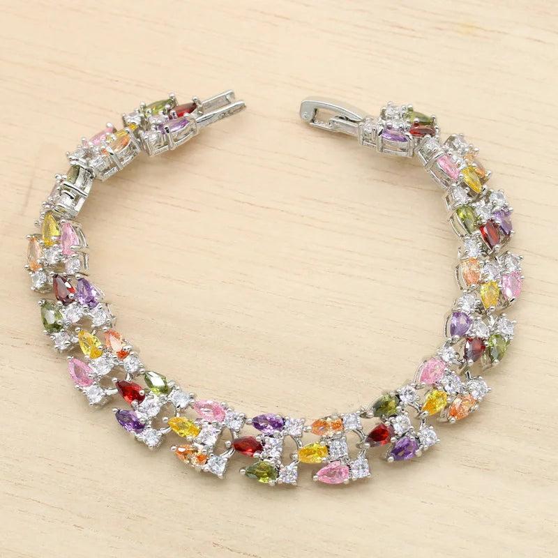 Red Semi-precious Silver Bracelet for Women Gift
