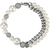 Hip Hop Punk Double Layer Bracelet Pearls Cuban Chain Women Men