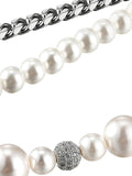 Hip Hop Punk Double Layer Bracelet Pearls Cuban Chain Women Men