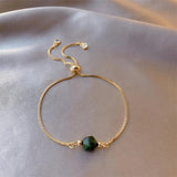 18K Plated Emerald Beads Friendship Bracelet Set for Women