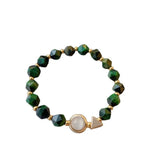18K Plated Emerald Beads Friendship Bracelet Set for Women