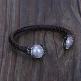 Pearl and Turquoise Stone Charm Leather Wrap Bracelet