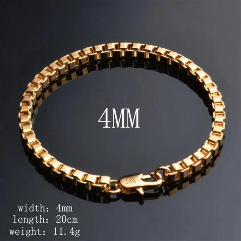 18K Square Box Chain Bracelet 20CM
