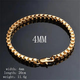 18K Square Box Chain Bracelet 20CM