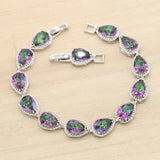 Rainbow Silver Bracelet Extra Link Women Party Jewelry Gift Box