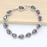 Rainbow Silver Bracelet Extra Link Women Party Jewelry Gift Box