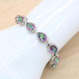 Rainbow Silver Bracelet Extra Link Women Party Jewelry Gift Box