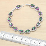Rainbow Silver Bracelet Extra Link Women Party Jewelry Gift Box