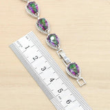 Rainbow Silver Bracelet Extra Link Women Party Jewelry Gift Box