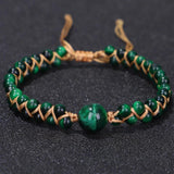 Green Tiger Eye Bracelet Natural Stone Men Women Strand Jewelry