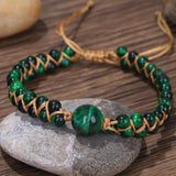 Green Tiger Eye Bracelet Natural Stone Men Women Strand Jewelry