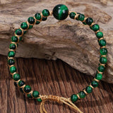 Green Tiger Eye Bracelet Natural Stone Men Women Strand Jewelry