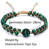 Green Tiger Eye Bracelet Natural Stone Men Women Strand Jewelry