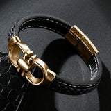 Men Leather Bracelets Punk Charm Cuff Bangles for Women