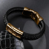 Men Leather Bracelets Punk Charm Cuff Bangles for Women
