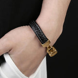 Men Leather Bracelets Punk Charm Cuff Bangles for Women